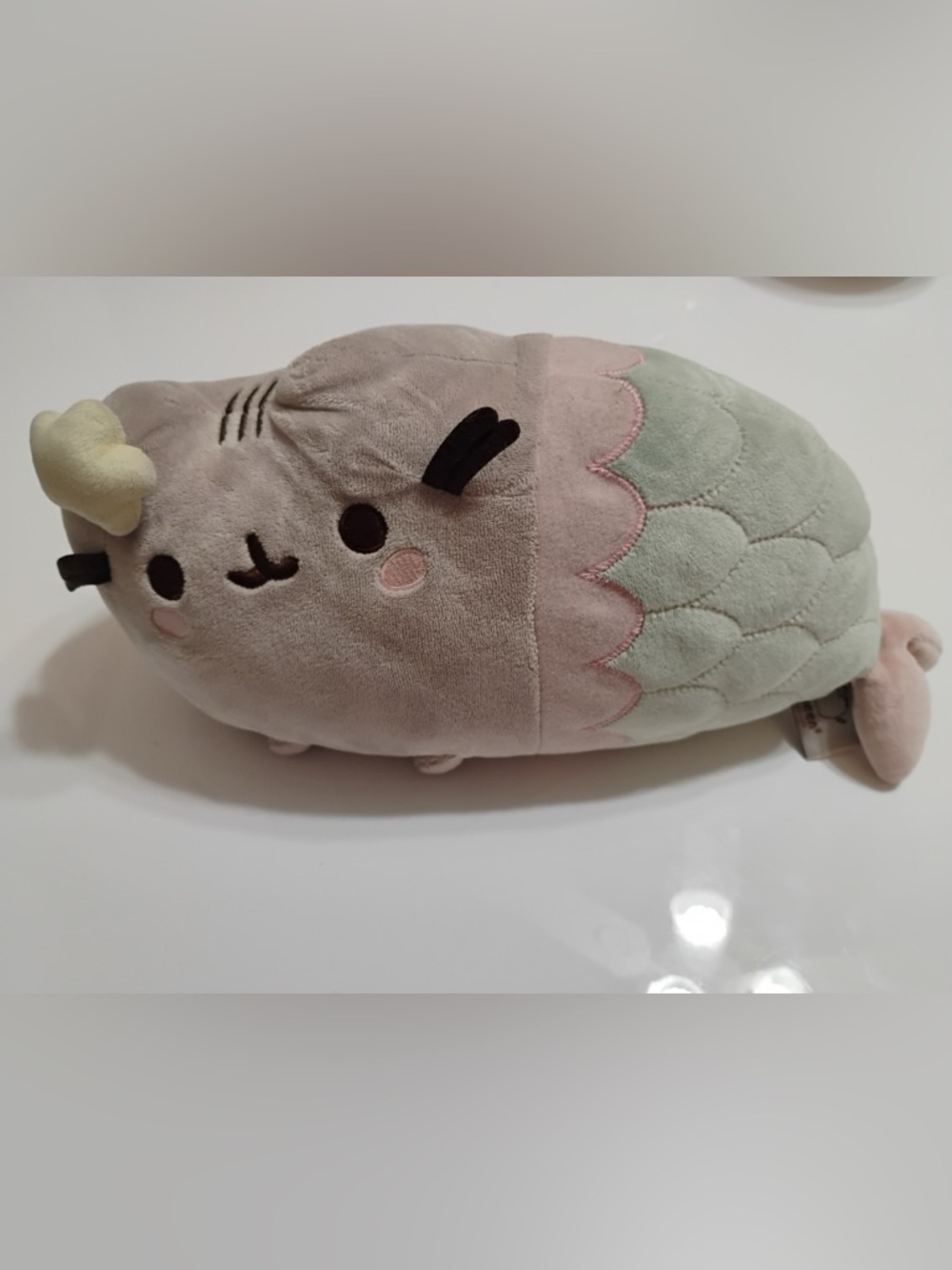 Pusheen Plush Cat in Gray, Pink & Mint Green